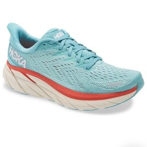 HOKA Women's Clifton 8 Running Shoes - Aqua - Size 8 Aqua/Eggshell Blue